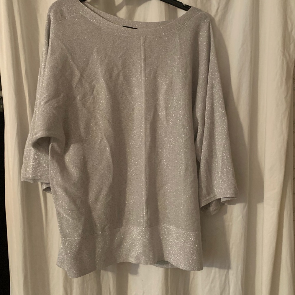 Talbots 3/4 dolman sleeve silver sweater